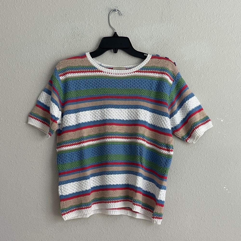 Teddy strip sweater knit top medium - Picture 1 of 6